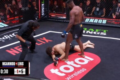 Francis Ngannou terrasse Philipe Lins